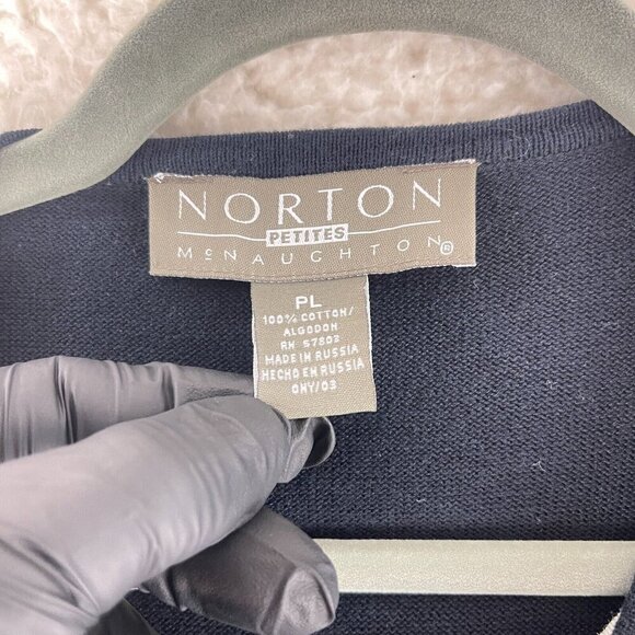 Norton McNaughton Petites Black Striped Sweater Womens 3/4 Sleeve Size PL - Picture 11 of 16